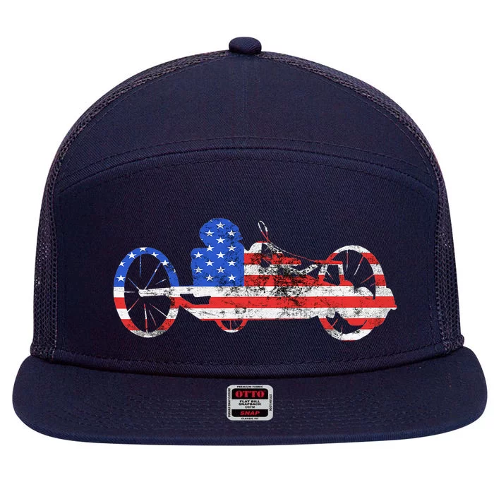 American Recumbent Trike USA Cycling Recumbent Bike Triker 7 Panel Mesh Trucker Snapback Hat