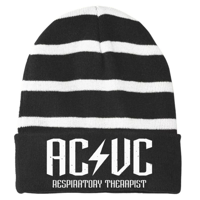 ACVC Respiratory Therapist Funny Vent Settings RT Student Striped Beanie with Solid Band