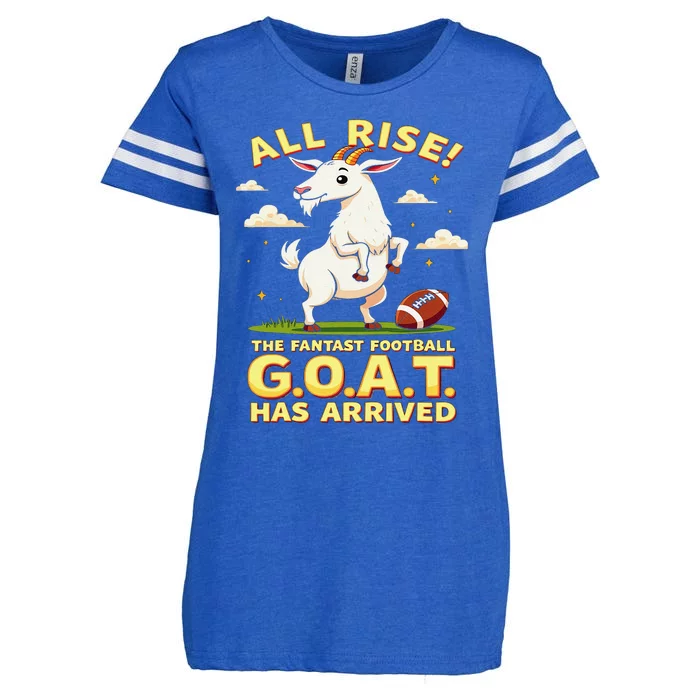 All Rise The Fantasy Football Goat Has Arrived Enza Ladies Jersey Football T-Shirt