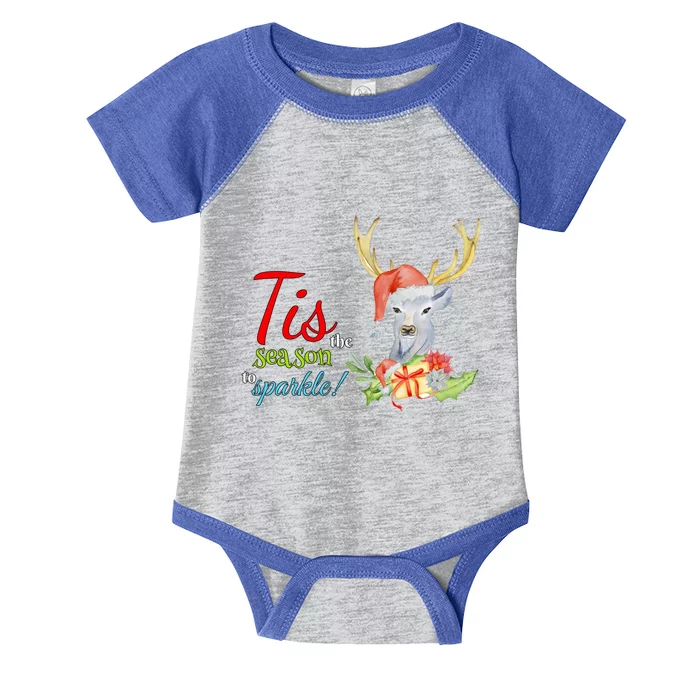 Adorable Reindeer Tis The Season To Christmas Gift Infant Baby Jersey Bodysuit