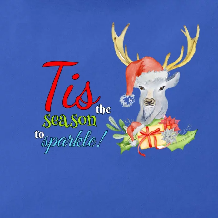 Adorable Reindeer Tis The Season To Christmas Gift Zip Tote Bag