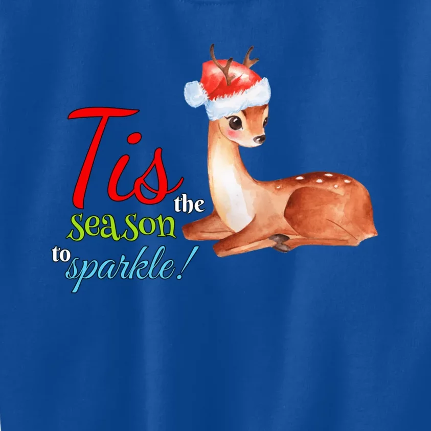 Adorable Reindeer Tis The Season To Christmas Gift Kids Sweatshirt