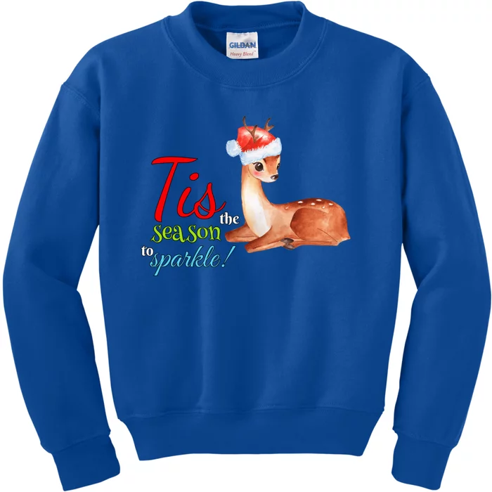 Adorable Reindeer Tis The Season To Christmas Gift Kids Sweatshirt