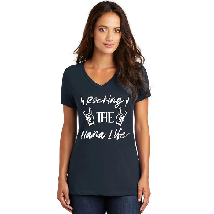 Awesome Rocking The Nana Life Grandma Best Nana Grandmother Women's V-Neck T-Shirt