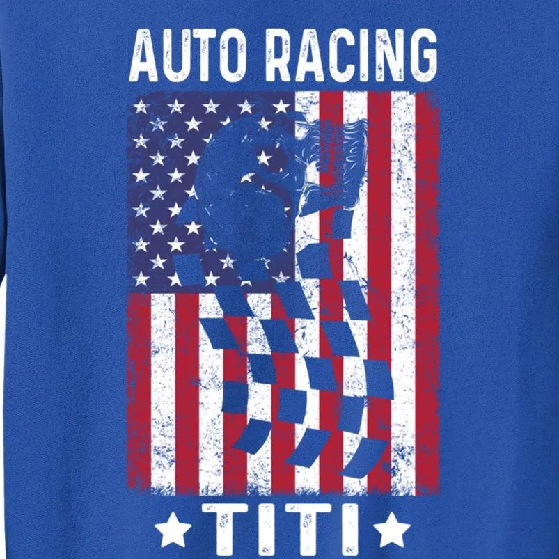 Auto Racing Titi Aunt Usa Flag 4th Of July Cute Gift Sweatshirt