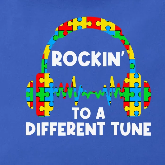 Autism Rockin' To A Different Tune Autism Awareness Day Funny Gift Zip Tote Bag