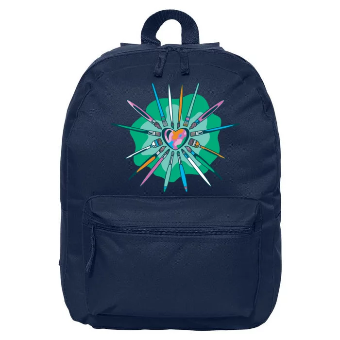 Artist Brushes Heart 16 in Basic Backpack