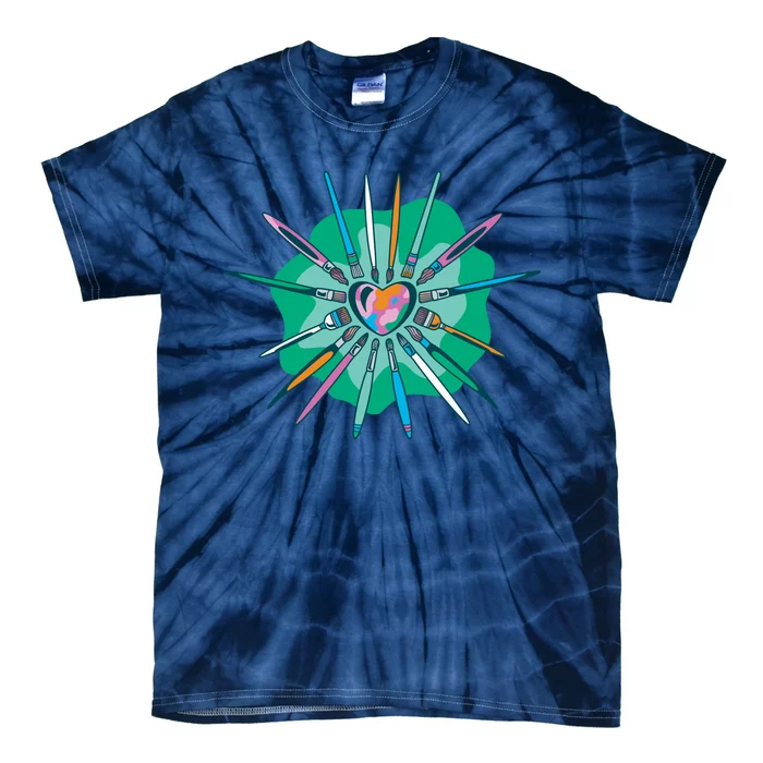 Artist Brushes Heart Tie-Dye T-Shirt