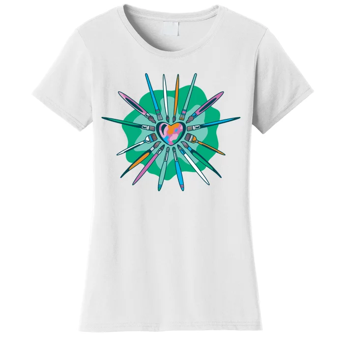 Artist Brushes Heart Women's T-Shirt