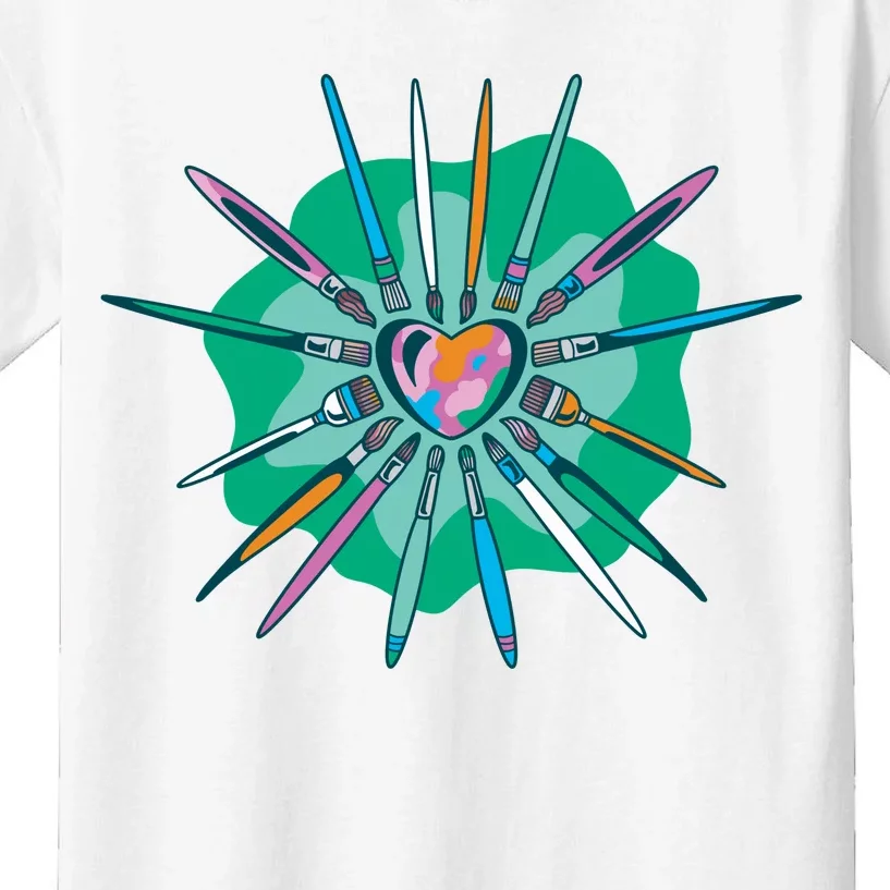 Artist Brushes Heart Kids T-Shirt