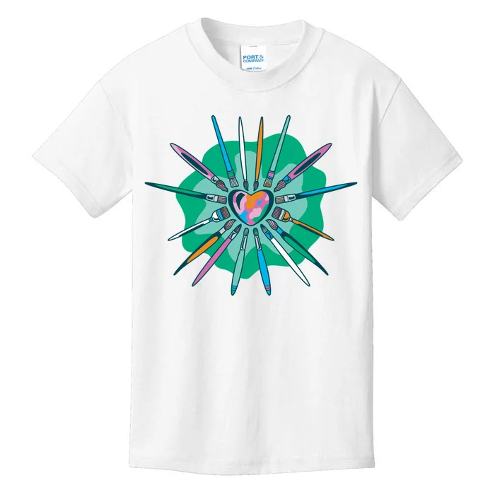 Artist Brushes Heart Kids T-Shirt