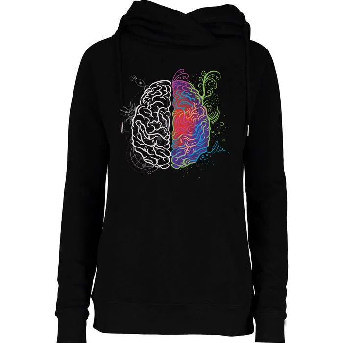 Artistic And Logical Brain Womens Funnel Neck Pullover Hood