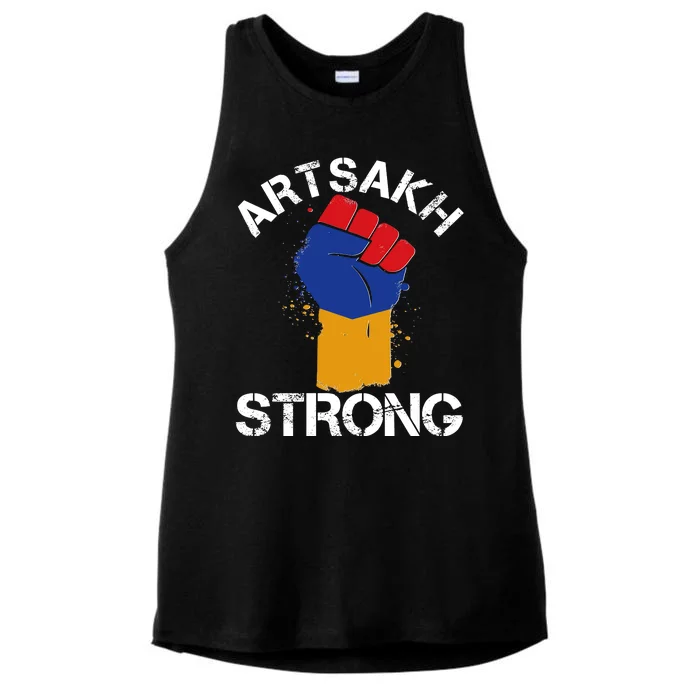 Artsakh Strong Armenian Flag Colors Protest Fist Ladies Tri-Blend Wicking Tank