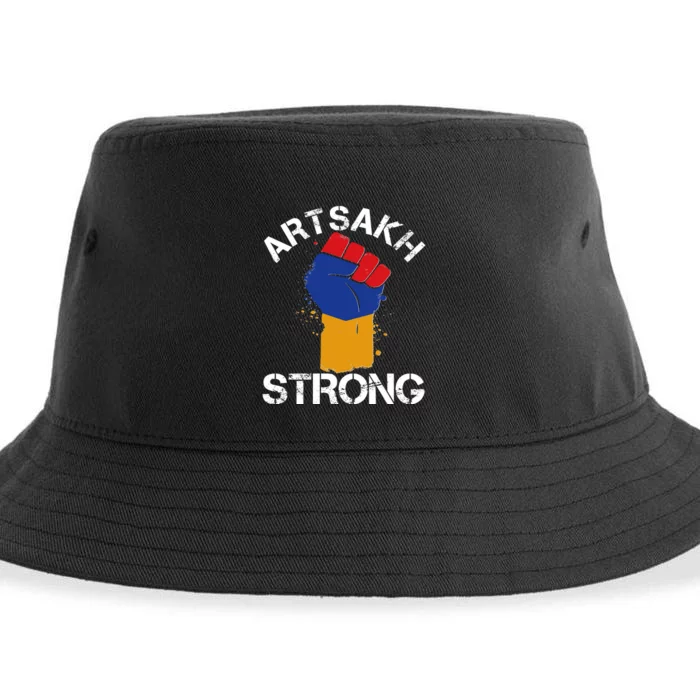 Artsakh Strong Armenian Flag Colors Protest Fist Sustainable Bucket Hat