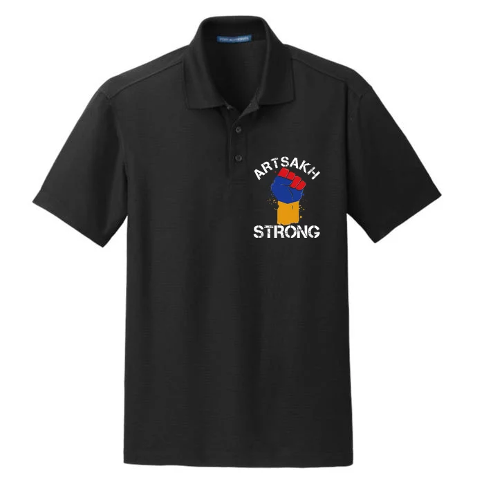 Artsakh Strong Armenian Flag Colors Protest Fist Dry Zone Grid Performance Polo