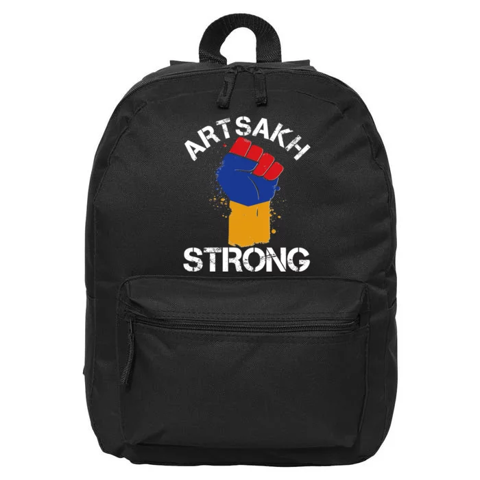 Artsakh Strong Armenian Flag Colors Protest Fist 16 in Basic Backpack