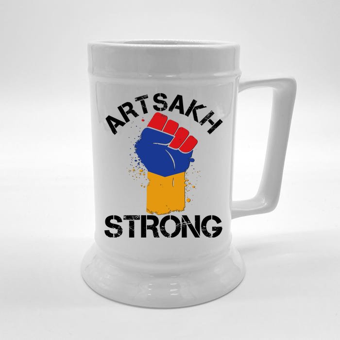 Artsakh Strong Armenian Flag Colors Protest Fist Front & Back Beer Stein