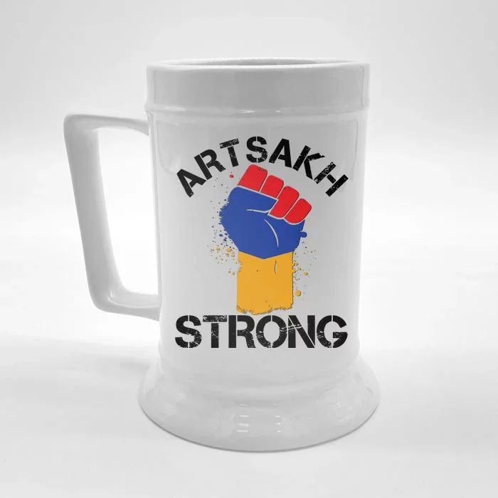 Artsakh Strong Armenian Flag Colors Protest Fist Front & Back Beer Stein