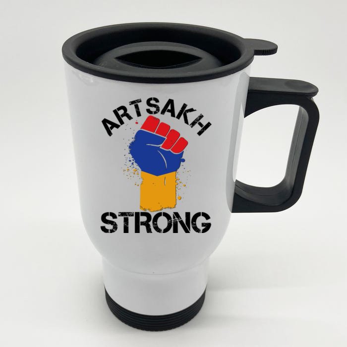 Artsakh Strong Armenian Flag Colors Protest Fist Front & Back Stainless Steel Travel Mug