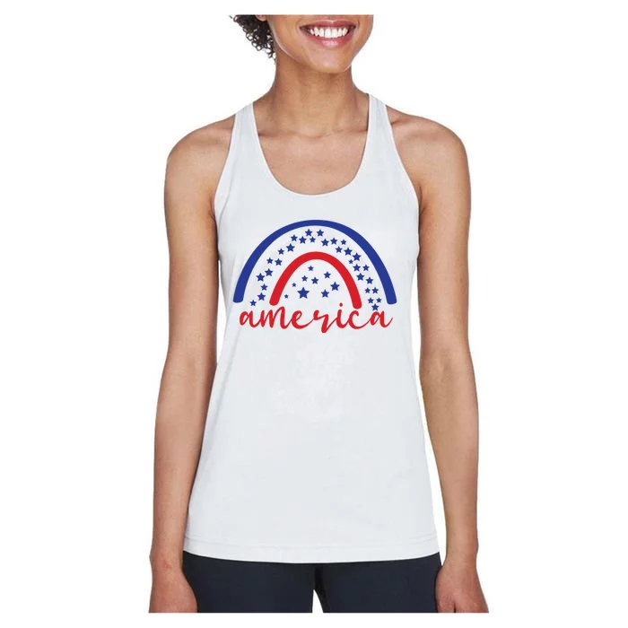 America Rainbow USA Women's Racerback Tank