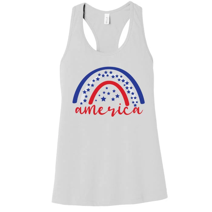 America Rainbow USA Women's Racerback Tank