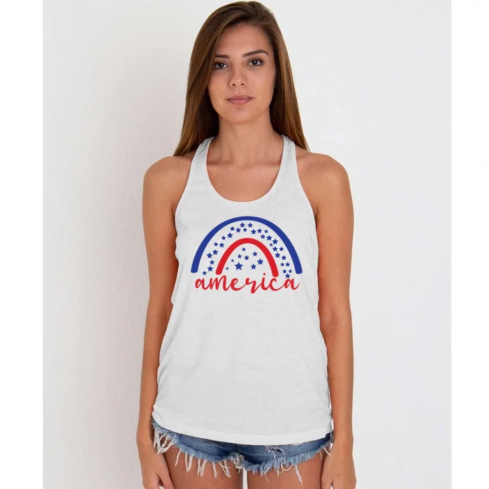 America Rainbow USA Women's Knotted Racerback Tank