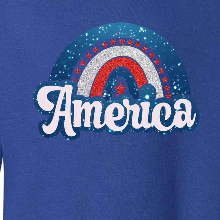 America Rainbow Usa Flag 4th Of July Patriotic Gift Toddler Sweatshirt