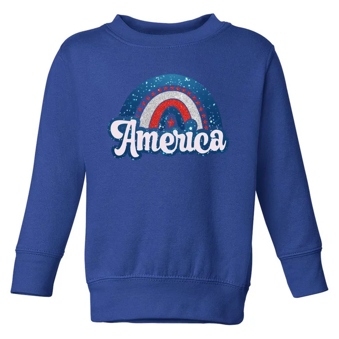 America Rainbow Usa Flag 4th Of July Patriotic Gift Toddler Sweatshirt