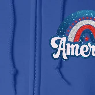 America Rainbow Usa Flag 4th Of July Patriotic Gift Full Zip Hoodie