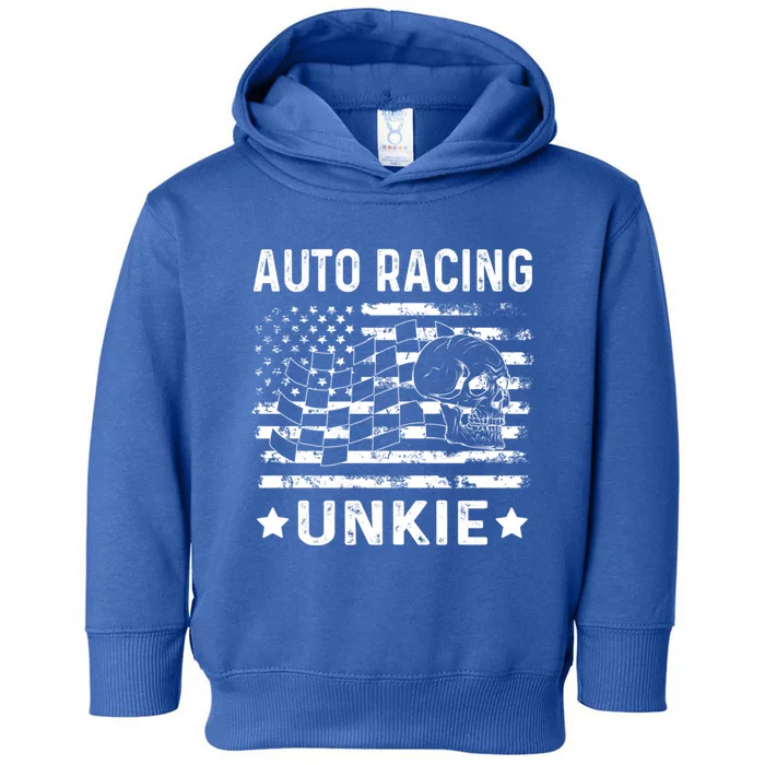 Auto Racing Unkie Uncle Usa Flag 4th Of July Gift Toddler Hoodie