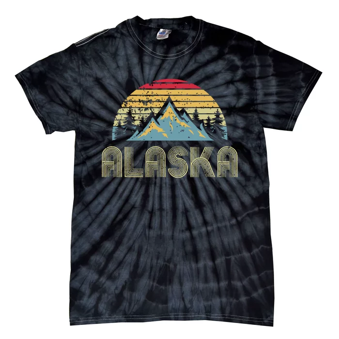 Alaska Retro Vintage Mountains Nature Hiking Tie-Dye T-Shirt