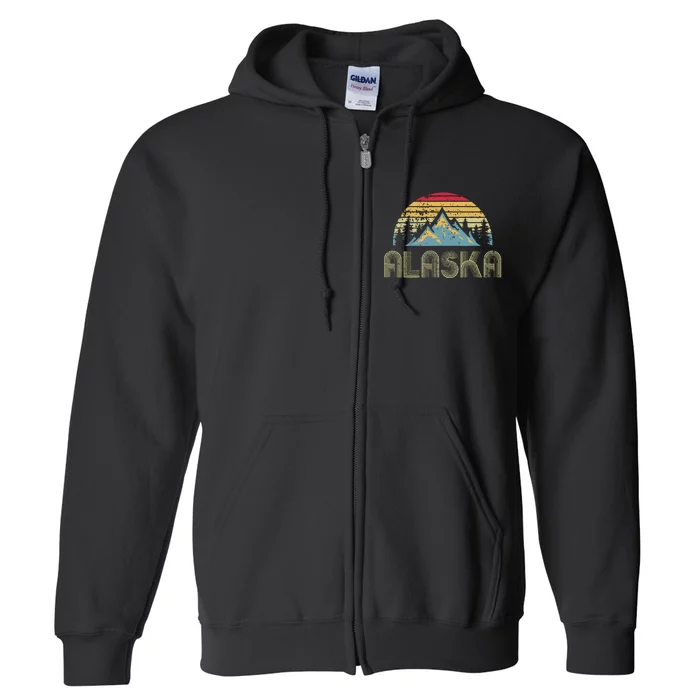 Alaska Retro Vintage Mountains Nature Hiking Full Zip Hoodie