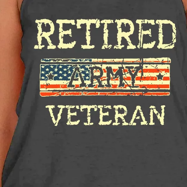 Army Retired Veteran Army American Flag Veteran Retirement Women's Knotted Racerback Tank