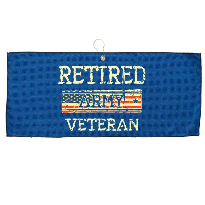 Army Retired Veteran Army American Flag Veteran Retirement Large Microfiber Waffle Golf Towel