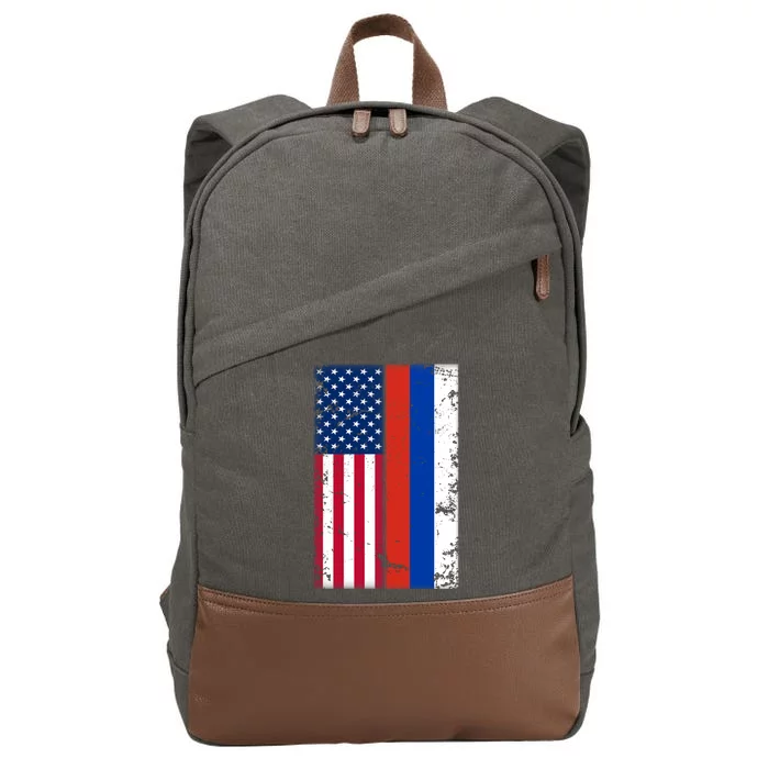 American Russia Vintage Flag Cotton Canvas Backpack