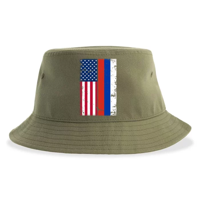 American Russia Vintage Flag Sustainable Bucket Hat