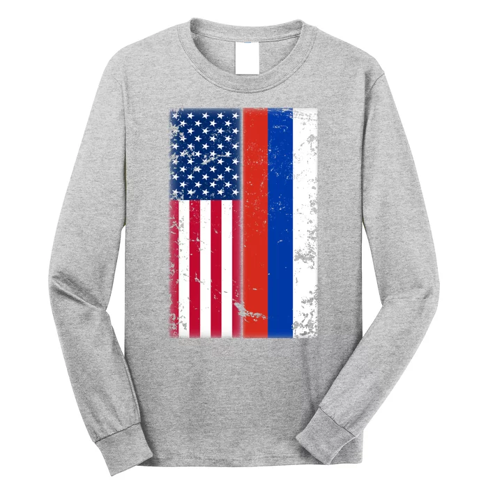 American Russia Vintage Flag Long Sleeve Shirt