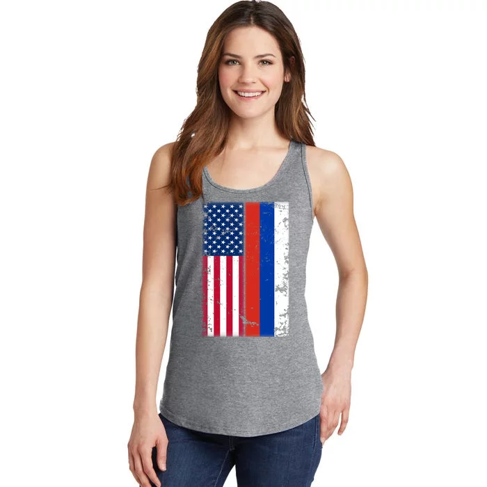 American Russia Vintage Flag Ladies Essential Tank