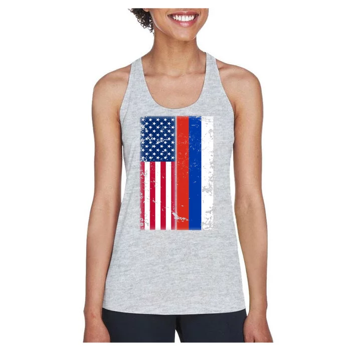 American Russia Vintage Flag Women's Racerback Tank