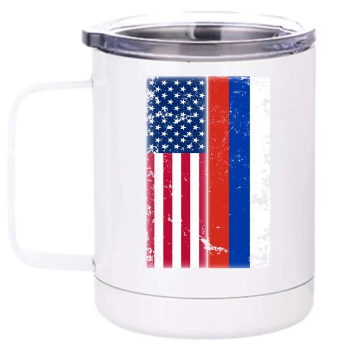 American Russia Vintage Flag Front & Back 12oz Stainless Steel Tumbler Cup