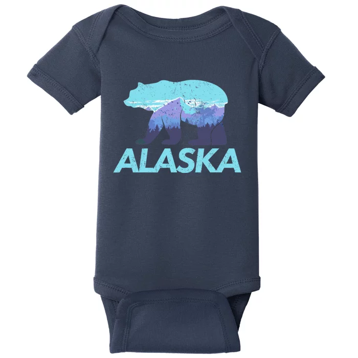 Alaska Retro Vintage Mountains & Outdoors Wilderness State Baby Bodysuit