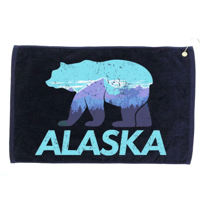 Alaska Retro Vintage Mountains & Outdoors Wilderness State Grommeted Golf Towel