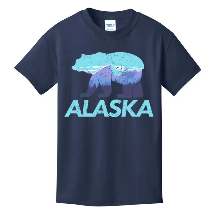 Alaska Retro Vintage Mountains & Outdoors Wilderness State Kids T-Shirt