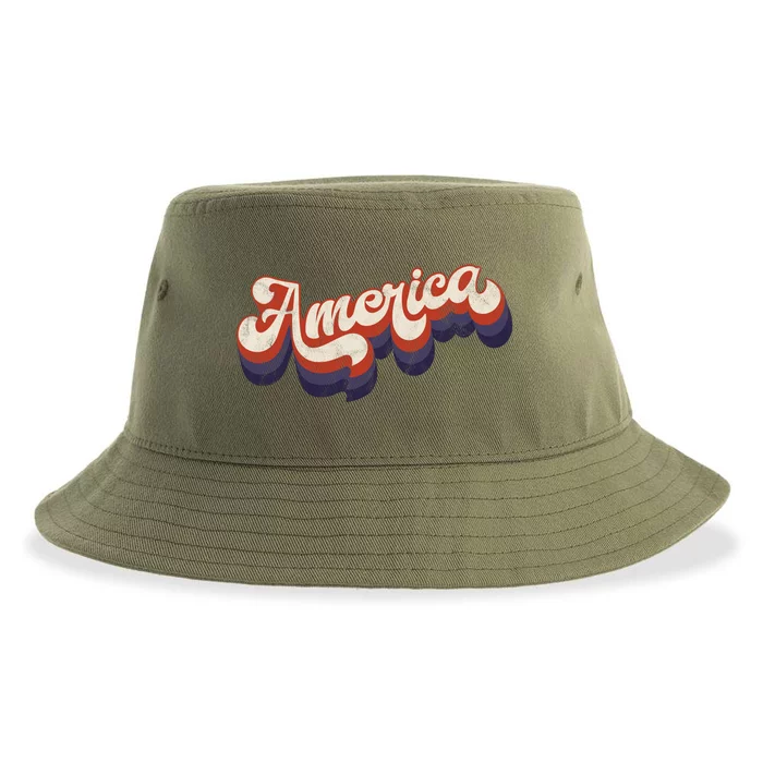 America Retro Vintage Sustainable Bucket Hat