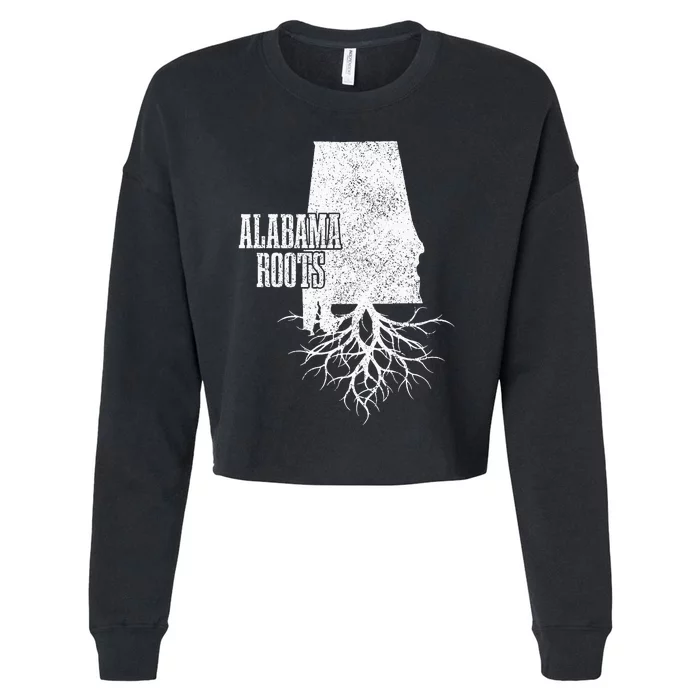 Alabama Roots Vintage Pride State Map Gift Cropped Pullover Crew