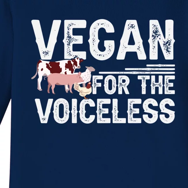 Animal Rights Veganism Plant Based Vegan For The Voiceless Gift Baby Long Sleeve Bodysuit