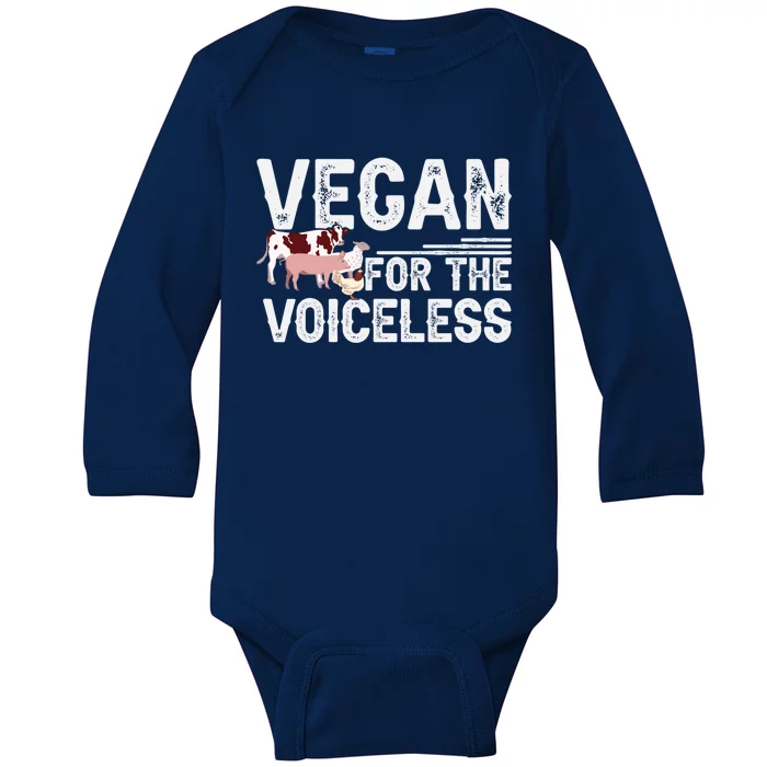 Animal Rights Veganism Plant Based Vegan For The Voiceless Gift Baby Long Sleeve Bodysuit