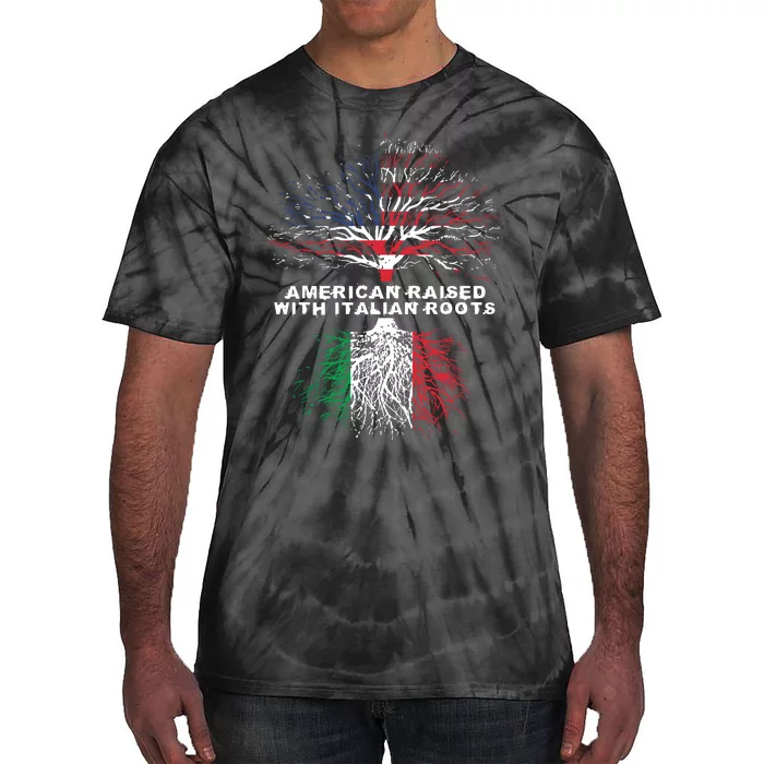 American Raised With Italian Roots Italy Tie-Dye T-Shirt