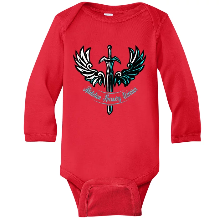 Addiction Recovery Warrior Celebrate Recovery Awareness Baby Long Sleeve Bodysuit