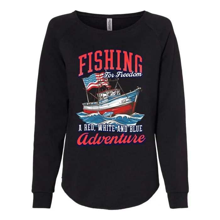 A Red White And Blue Adventure Design Patriotic Fishing Gift Womens California Wash Sweatshirt